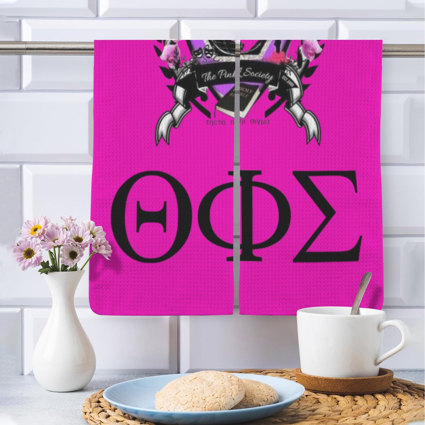 Theta Crest Kitchen Towels (Set of 2)